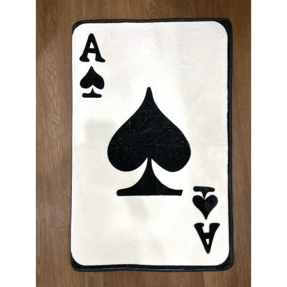 Ace of Spades Playing Card Area Rug 36x23 Non-Slip Polyester Accent Floor Mat